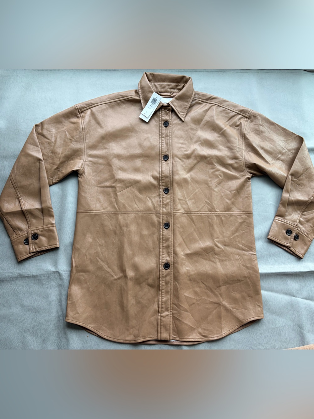 New Aritzia Babaton Pelli faux leather tan shirt jacket